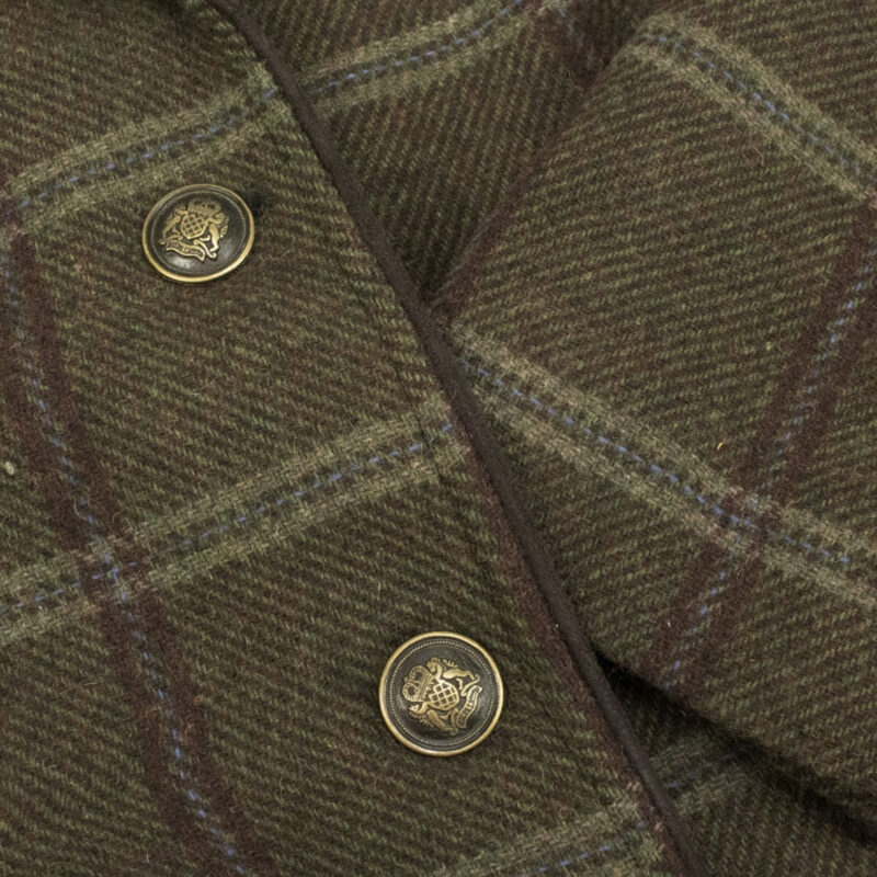 Hoggs of Fife Musselburgh Ladies Tweed Hacking Jacket Close up Hoggs of Fife Musselburgh Ladies Tweed Hacking Jacket Close up