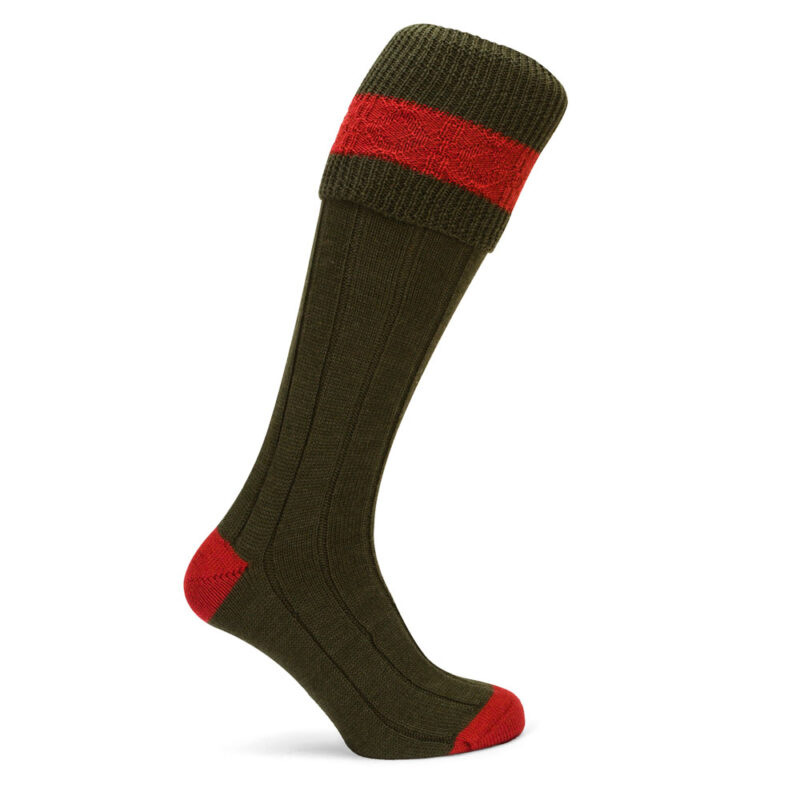Pennine Byron Shooting Sock Olive Ruby