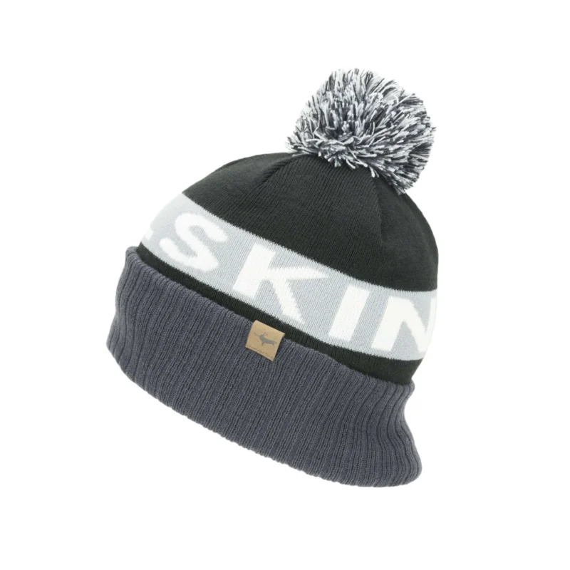 Sealskinz WaterRepellentColdWeatherBobbleHat_BlackGreyWhiteBlack1_1024x1024@2x Sealskinz Water Repellent Bobble Hat