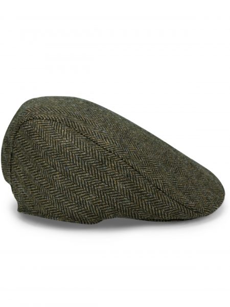 Hoggs Herringbone Waterproof Tweed Cap - Green, L/XL